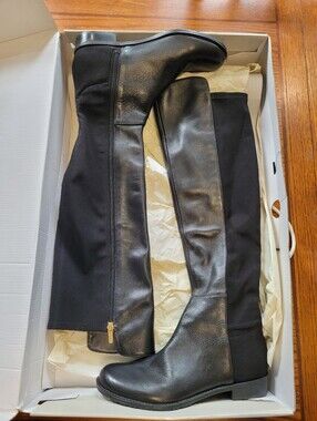 Marc Fisher Black Over-the-Knee Leather & Stretch Boots